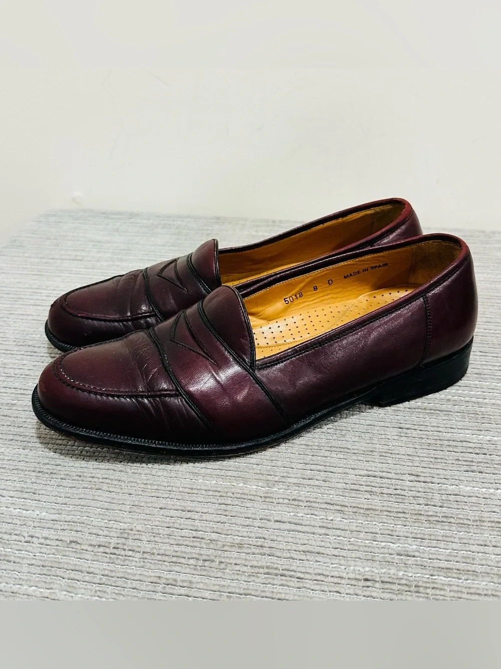 Vintage Magnanni Louie 5018 Men's Burgundy Leather Penny Loafers Size 8 D Spain